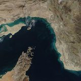 Satellite view of the Strait of Hormuz